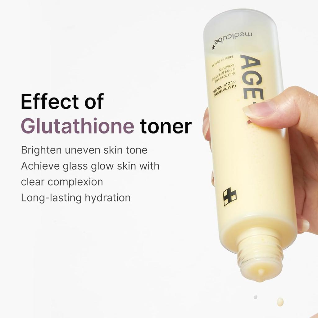 Medicube Age-R Glutathione Glowing Milky White Toner, a low-irritation dual-layer toner suitable for radiant