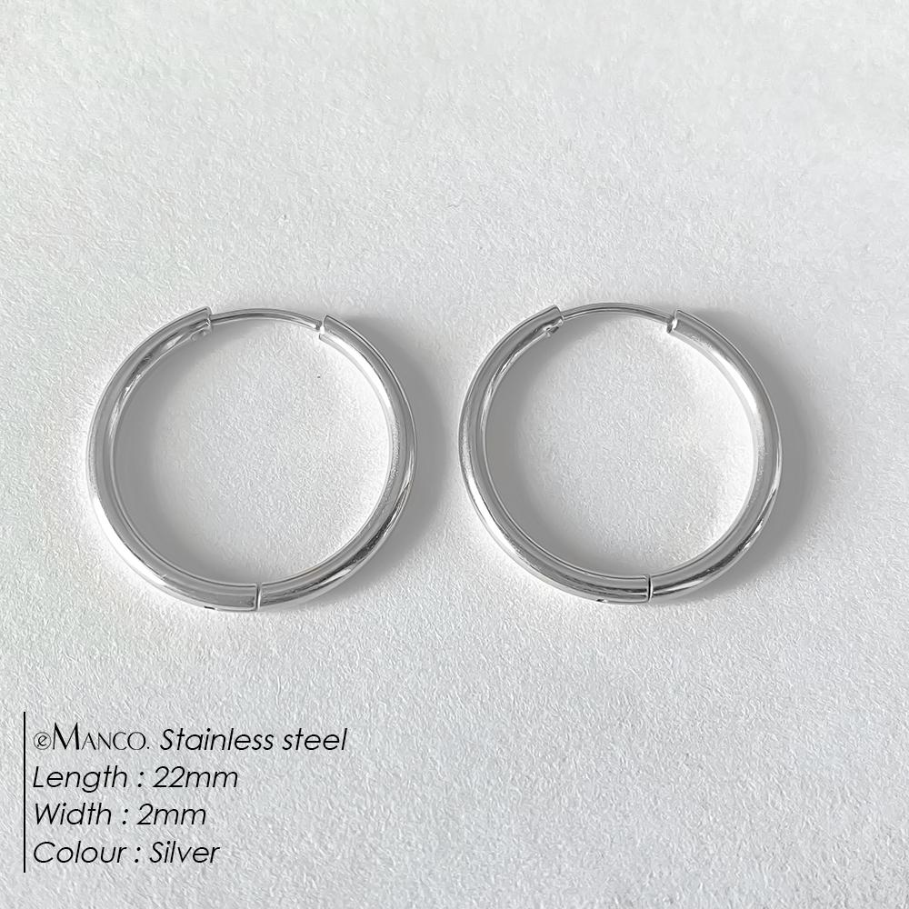 EMANCO 12/14/18MM Stainless Steel Ear Buckle for Women Simple Classic Small Steel Earrings Stud Thin Hoops Earrings Jewelry Gift