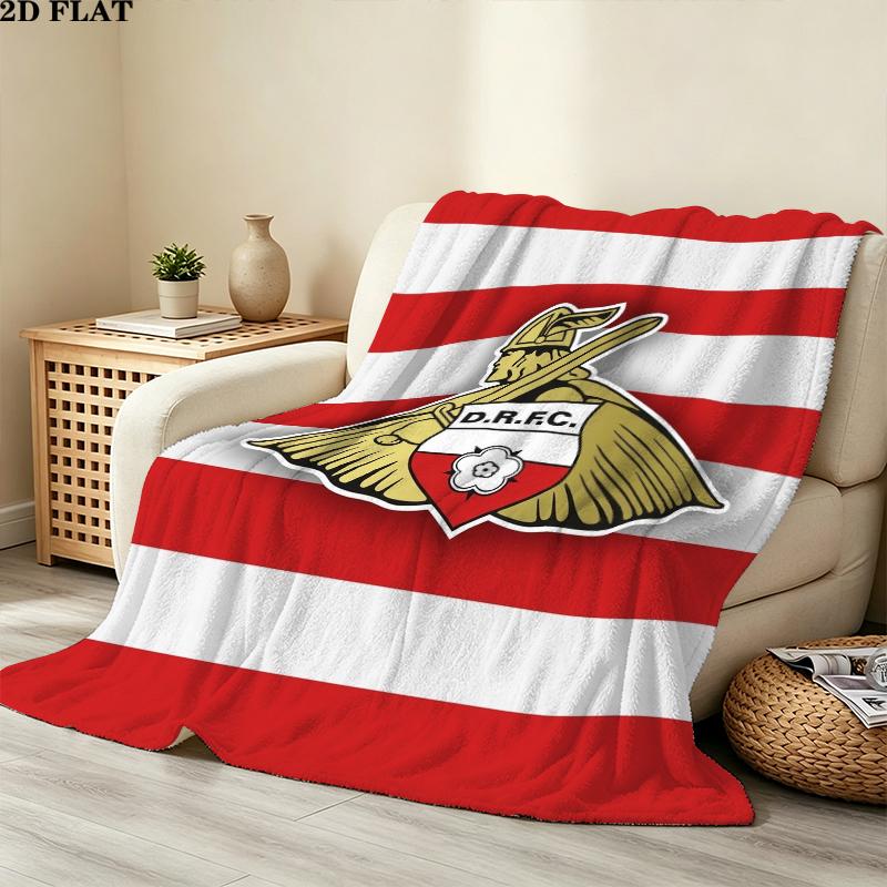 Doncaster Rovers FC Print Flannel Blanket, High quality Comfortable for All Seasons, Home Decor, Warmth and Comfort, Perfect for Christmas Gifts