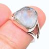 Кольцо из стерлингового серебра 925 пробы с натуральным радужным лунным камнем, размер 7,5 E2M41