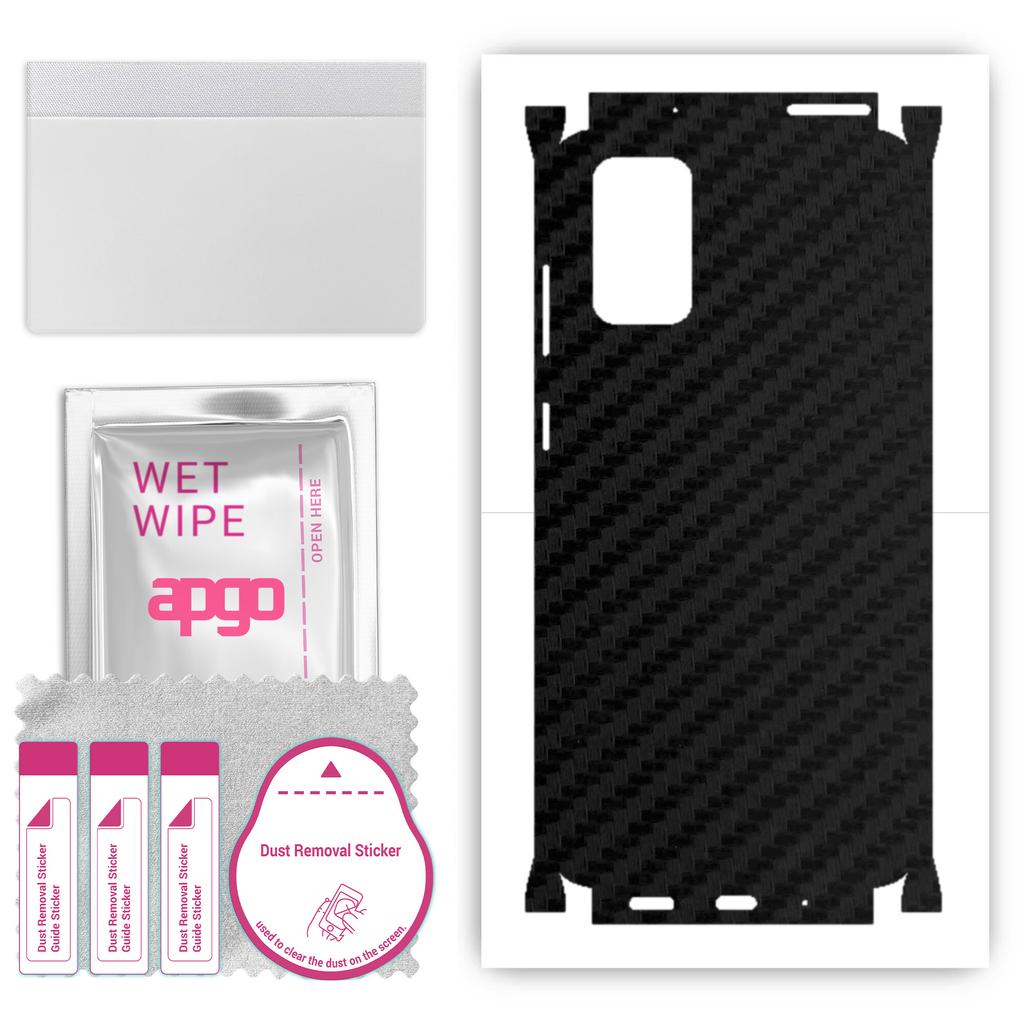 apgo Protective Skin Sticker for the back+sides compatible with Samsung Galaxy S20 Plus, Full Wrap Film, Foil, Vinyl - Pattern Carbon Black