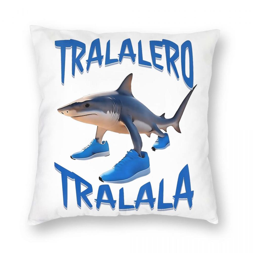 Tralalero Tralala Funny Shark Meme Pillowcase Printing Polyester Cushion Cover Decor Italian Brainrot Memes Pillow Case Cover