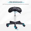 Saddle Stool, PU Leather Adjustable Rolling Salon Chair with Steel Frame for Massage, Spa, Beauty and Tattoo, Black