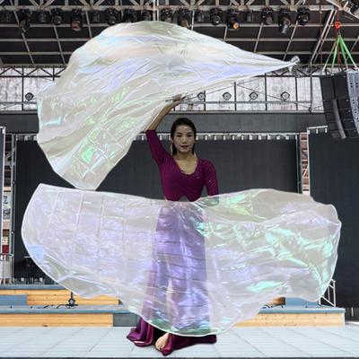 Танцевальный флаг Yousheng с расширяемой палкой в форме полукруга, яркий цвет, блестящая поверхность, костюмы для выступлений, реквизит, аксессуары, флаг похвалы