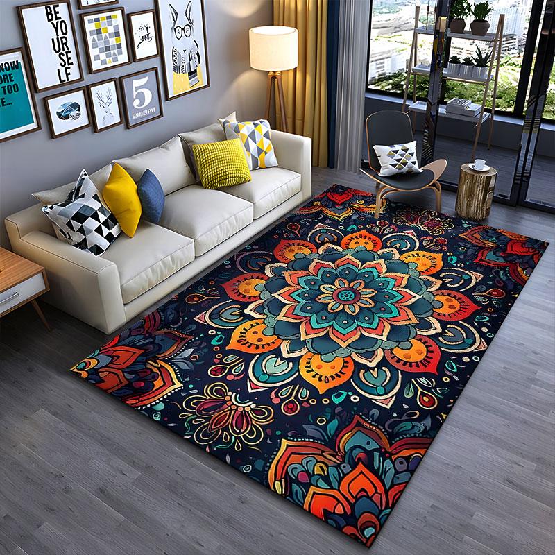 Colorful Mandala Pattern Carpet suitable as a non-slip mat for the living room or bedroom sofa
