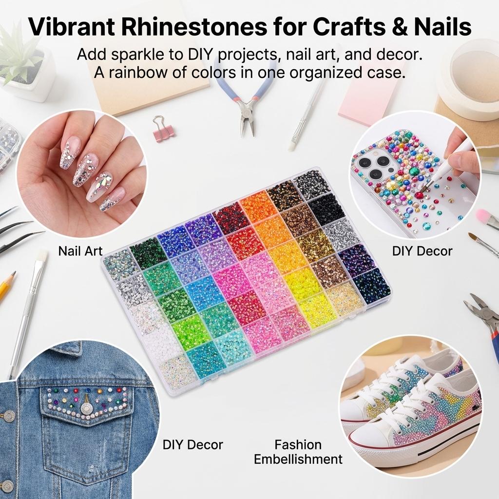 Resin Nail Art Rhinestones Set AB Color Flat Back Candy Colors DIY Nail Art Accessories
