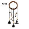 Nature Inspired Rattan Bell Pendant 2PCS Witch Bells for Door Knob, Hanging Wind Chime with Moon Pastoral Style Ornament Star Charms, Handmade