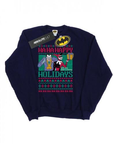DC Comics Mens Joker And Harley Quinn Ha Ha Happy Holidays Sweatshirt