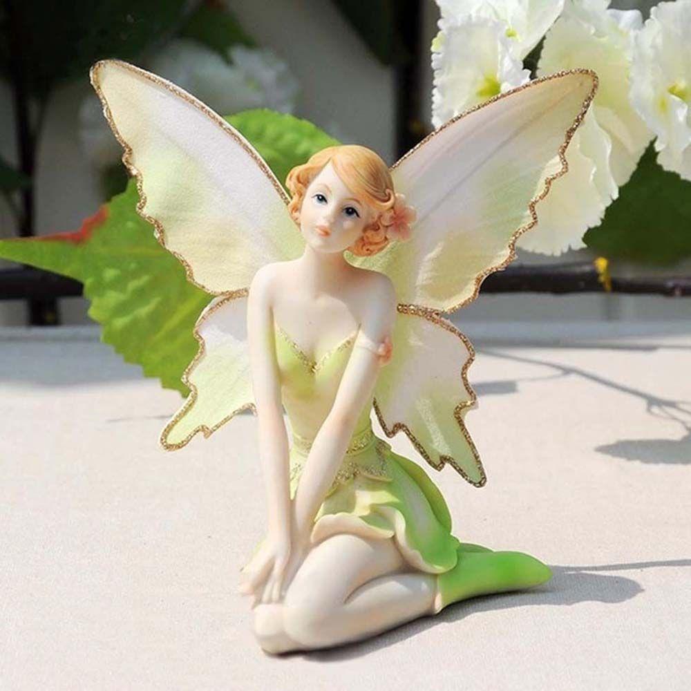 Girl DIY Garden Home Ornament Crafts Fly Fairy Car Decor Angel Figurines Miniatures Flower Fairy