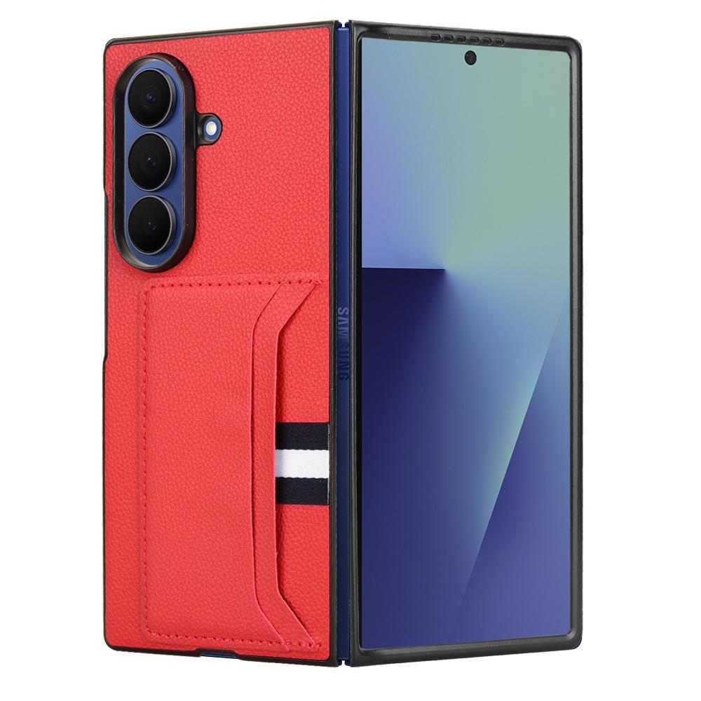 Чехол-кошелек с держателем для карт для Samsung Galaxy Z Fold7 5G, кожа с текстурой личи + ПК