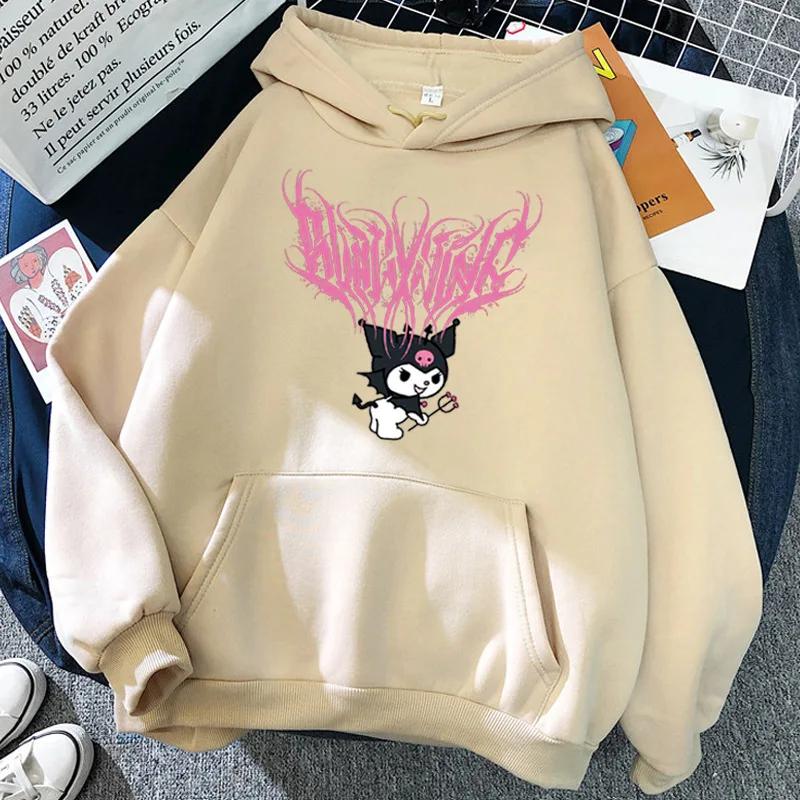 Японское аниме Sanrio Kuromi милое женское худи студенческая толстовка Y2K весна и осень для спорта и отдыха на открытом воздухе пуловер