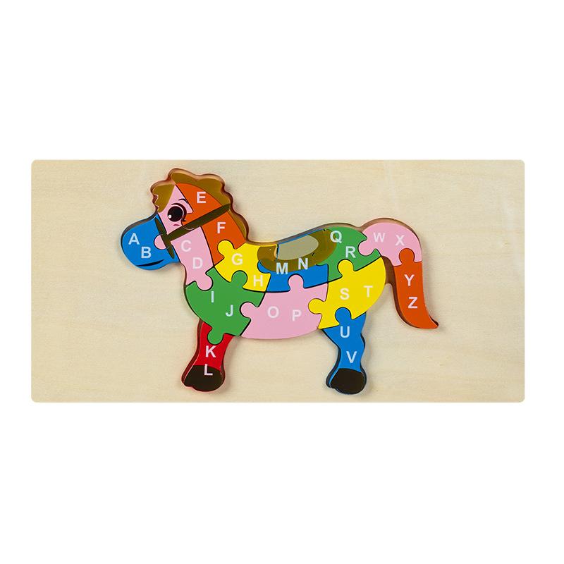 Kids Educational Wooden Animal Digital 3d Puzzle Early Learning Toy