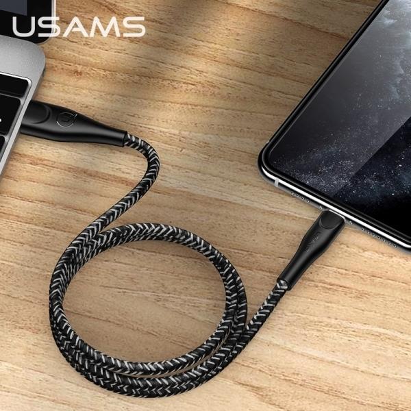Usams Kabel Pleciony U41 Lightning 2M 2A Czarny/Black Sj394Usb01 (Us-Sj394) Fast Charge