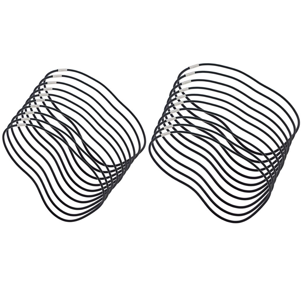 20 Pieces 3mm Black Rubber Cord Rope Necklace Chain with Copper Plug Clasp