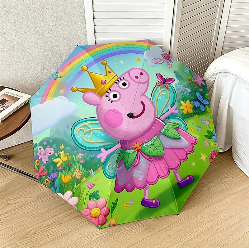 Peppa Fairy Tale 8 Ribs 3Fold Black Glue Uv Protection Umbrella Sun Protection Rainproof Compact Folding Umbrella For Travel Daily Use C923591