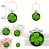 Lucky Four Leaf Clover Pendant Keychain With Zinc Alloy Silver Finish For Gift Giving And Celebration