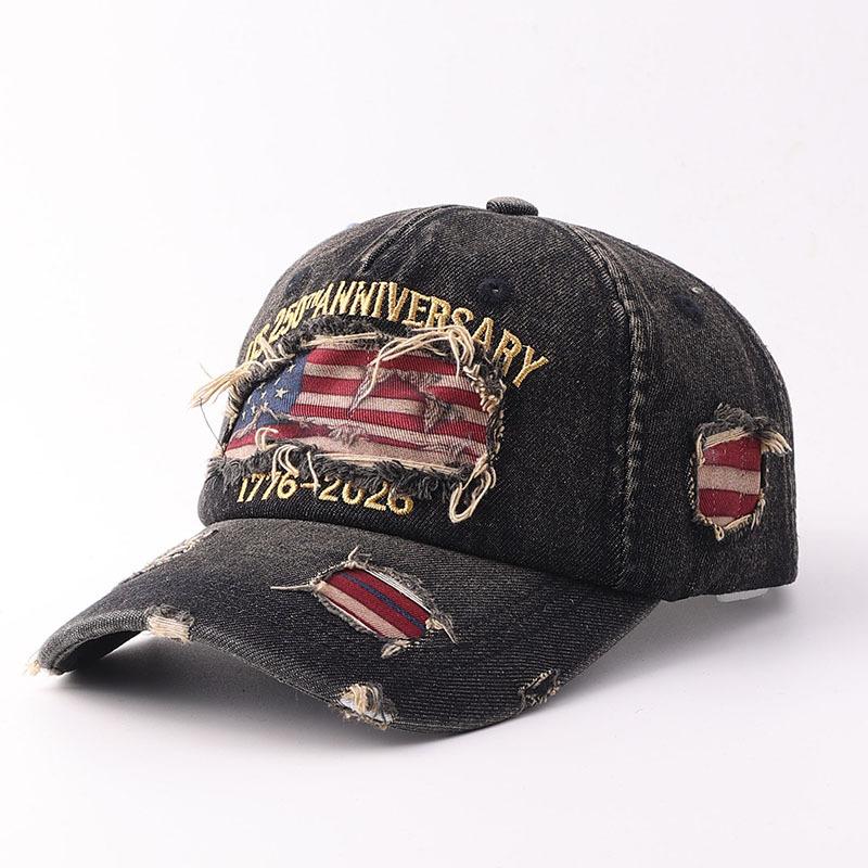 Anniversary new printing embroidery hat retro old ripped baseball cap cap cap