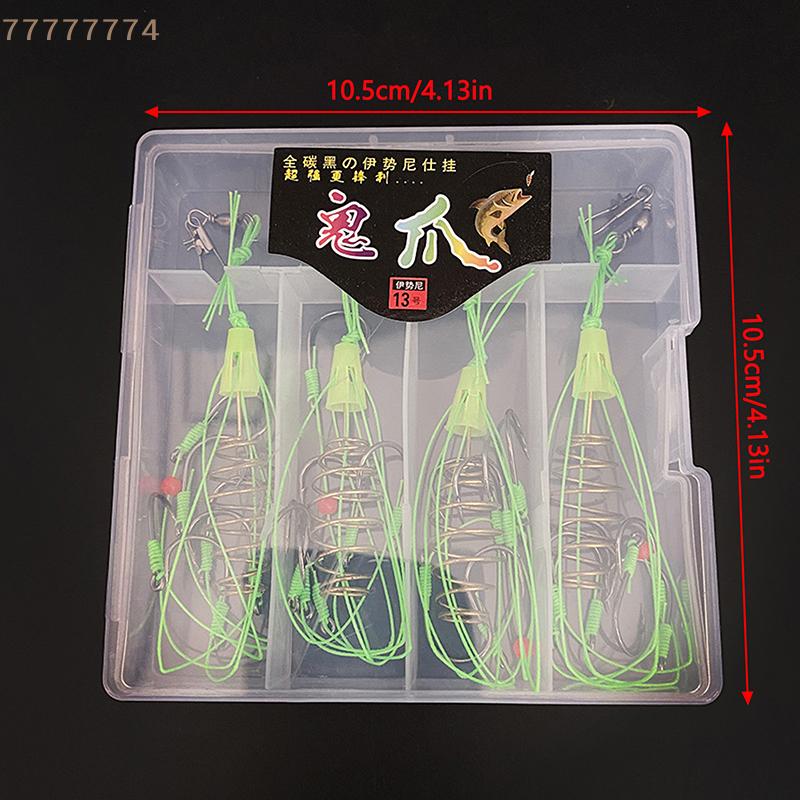 4 шт./набор 6-острых крючков Рыболовная приманка Ловушка Кормушка Клетка с пружинами из нержавеющей стали Взрывной рыболовный крючок для улучшения улова