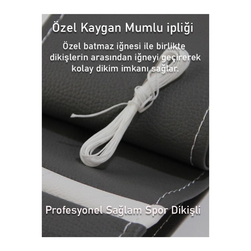 Fiat Fiorino 2008 And Later Compatible Gray Leather Steering Wheel Cover With White Ring And Stitching