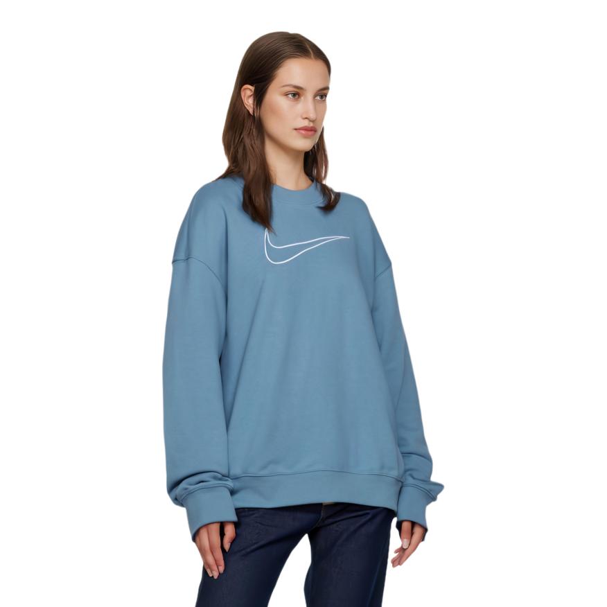 Nike Толстовка свободного кроя с круглым вырезом и большим логотипом Женская толстовка сине-серого цвета DQ5543-440