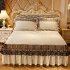 Осенне-зимние бархатные кружевные юбки-кровати из плотного хлопка с зажимом в европейском стиле, покрывало, матрас, противоскользящий защитный чехол, постельные принадлежности