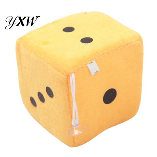 Printing Dots Dice Pendant Fuzzy Three Dimensional with Suction Cup Cartoon Hanging Decoration Various Sizes Plush Dot Toy for Home