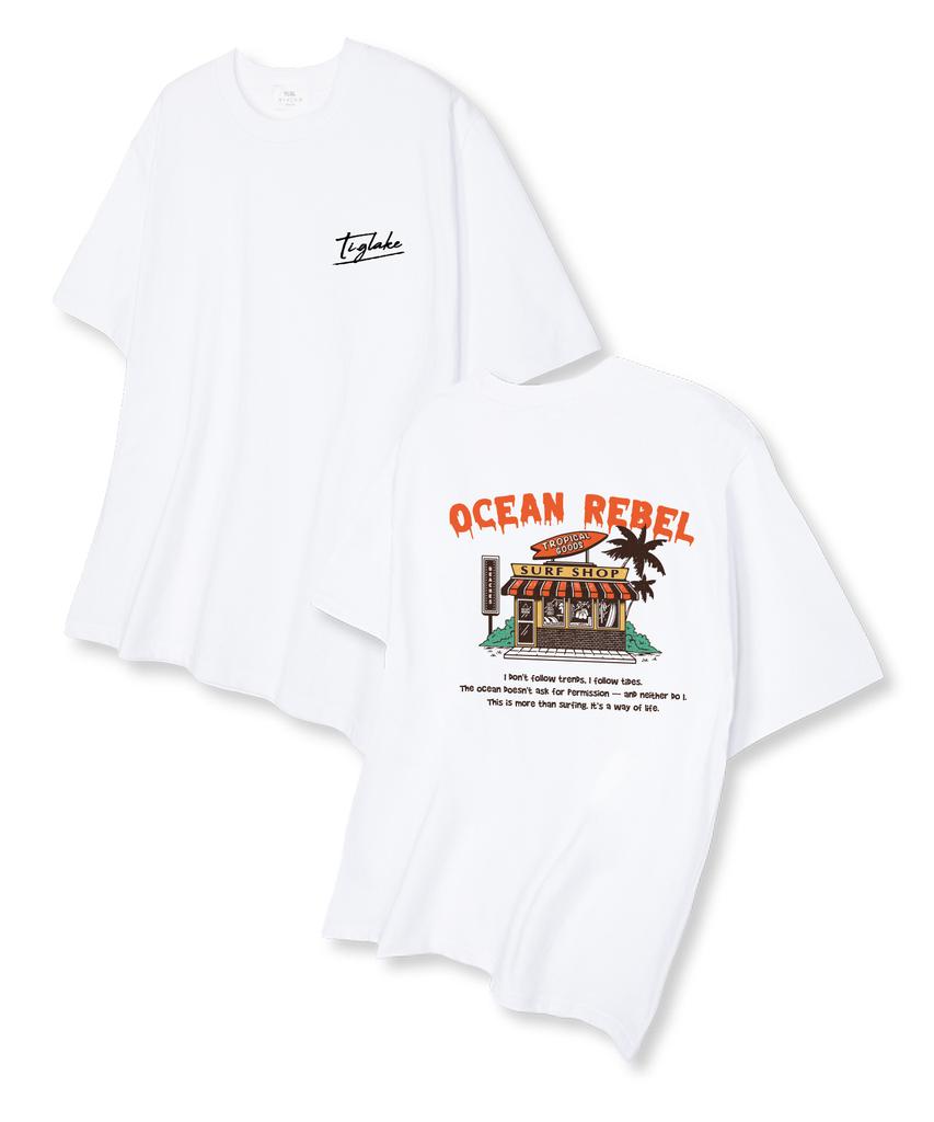 TI.GLAKE Surf Shop Белая футболка оверсайз с коротким рукавом