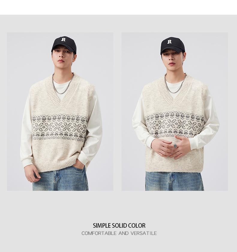 Мужской ретро жилет-свитер с V-образным вырезом, вязаный в стиле Аргил и Фэйр-Айл, для осени/зимы