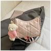 IELGY Pink Diamond Chain Bag Fashion Cross-Body Crescent Bag One-Shoulder Armpit Bag