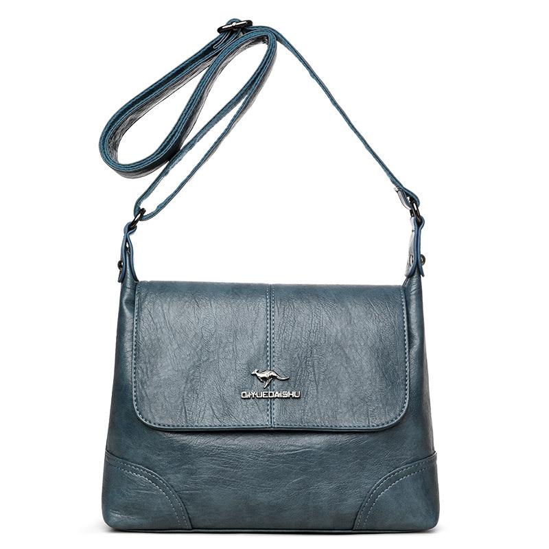 Сумка с откидным верхом, Модная и простая, Сумка через плечо из мягкой кожи, Многослойная сумка большой вместимости