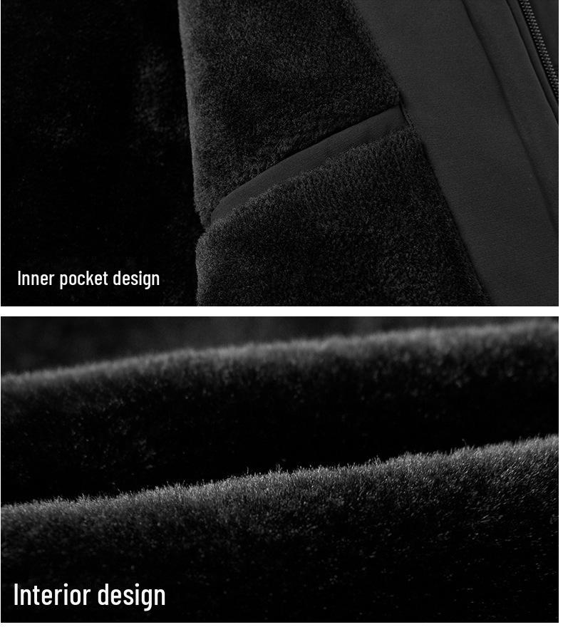 Мужское зимнее бархатное толстое теплое хлопковое пальто - большого размера, свободного кроя, средней длины для людей среднего и пожилого возраста