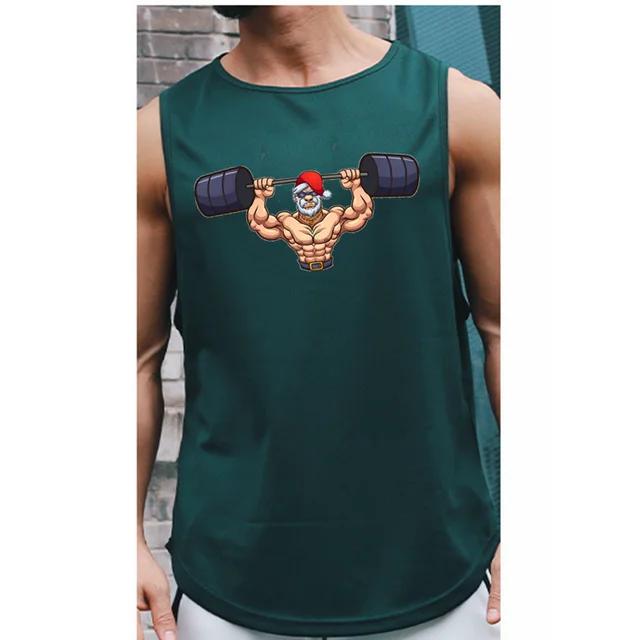 Летний мужской жилет без рукавов с круглым вырезом для фитнеса и бега с принтом, майка для мышц, жилет для тренировок в тренажерном зале