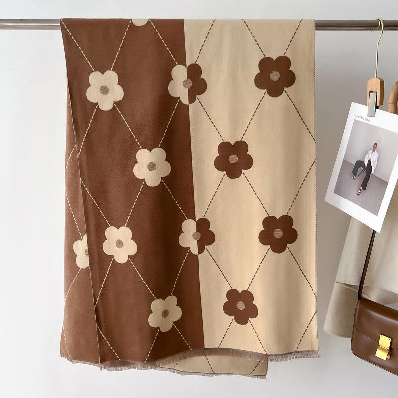 2024 New Autumn and Winter Warm Scarf Double-sided Imitation Cashmere To Keep Warm, Student High-end Female Scarves