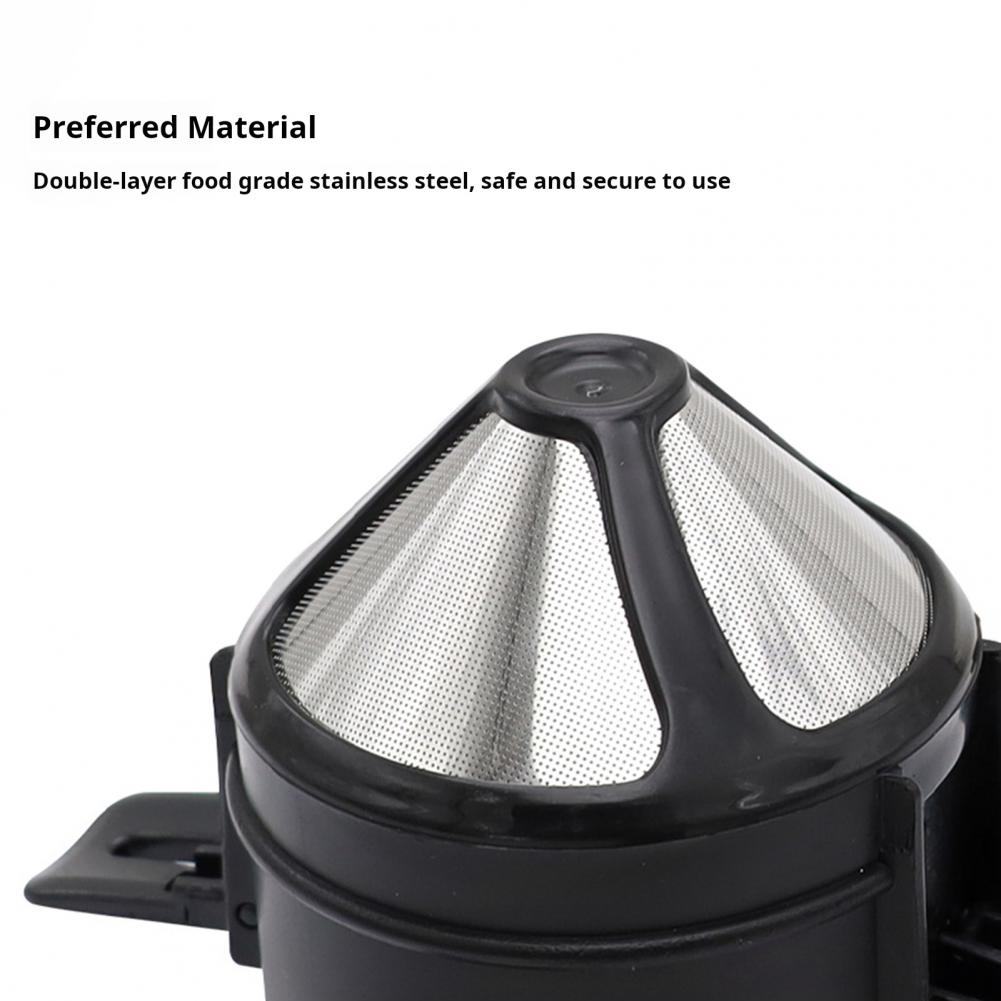 Пуровер кофейная воронка из нержавеющей стали, кофеварка, двухслойный фильтр, экологичный конусный фильтр, легко чистить, многоразовый кофе