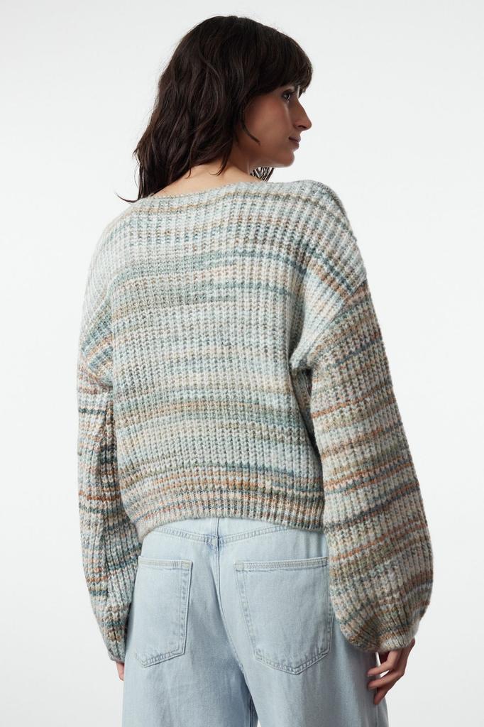 Women's Elegance Style Sweater Mint Soft Textured Crop Wide Fit Knitwear Sweater