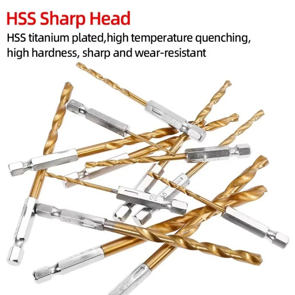 1.5-6.5mm Twist Drill Titanium Plated Wood Drilling New Power Accessory