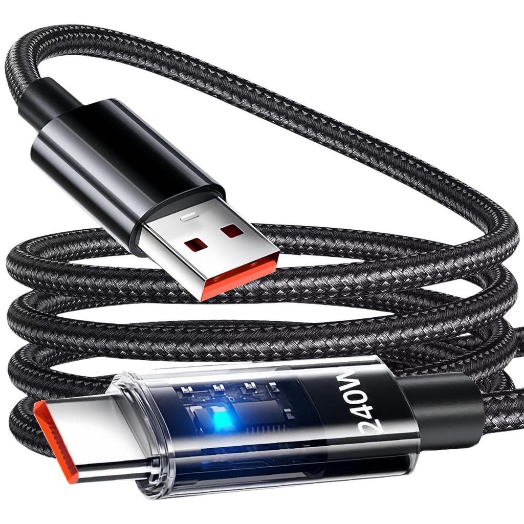 Интеллектуальный кабель для быстрой зарядки 240 Вт для устройств Apple, Huawei и Type-C