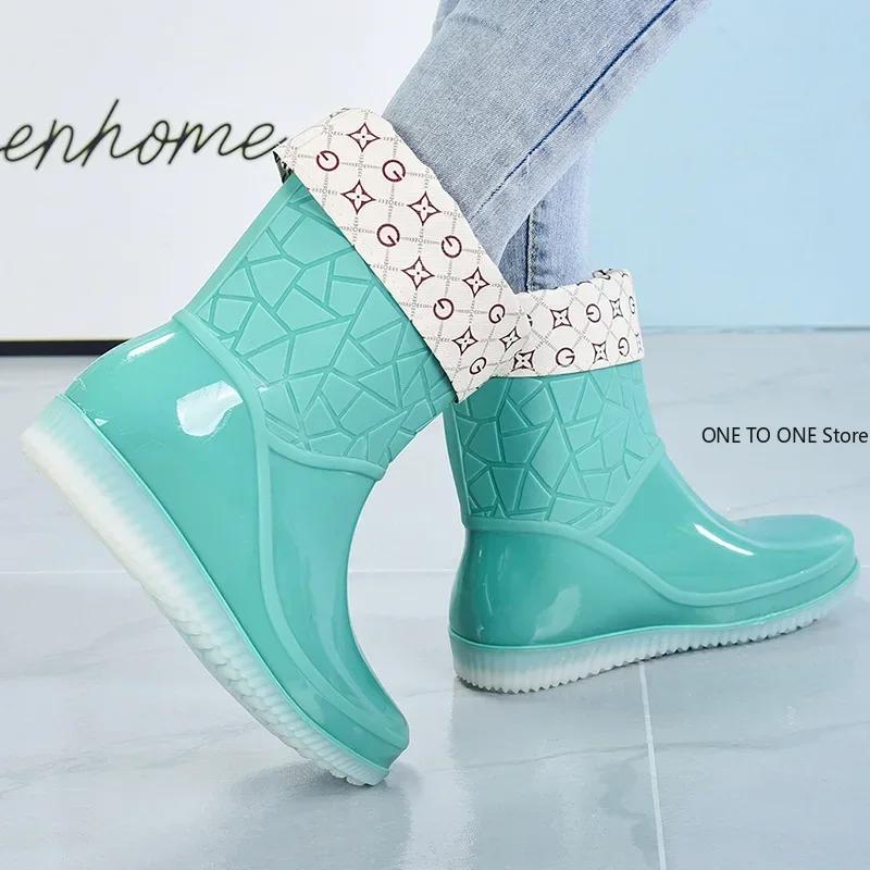 2025 Модные женские ботинки для отдыха на природе Женские резиновые сапоги Новые четырехсезонные нескользящие износостойкие женские водонепроницаемые ботинки Botas Mujer