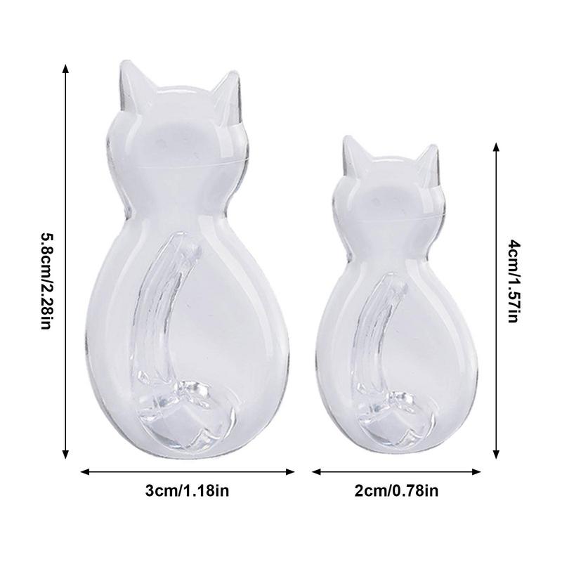2pcs Cartoon Cat Shape Wall Hooks Self Adhesive Cat Decorative Key Holder Hanger Punch Free Wall Mount Keys Hangers Decor