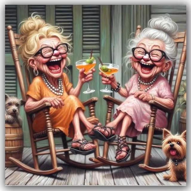 Наборы для 5D алмазной вышивки «Старомодная бабушка», Счастливые бабушка и дедушка пьют, DIY мозаика, вышивка крестом