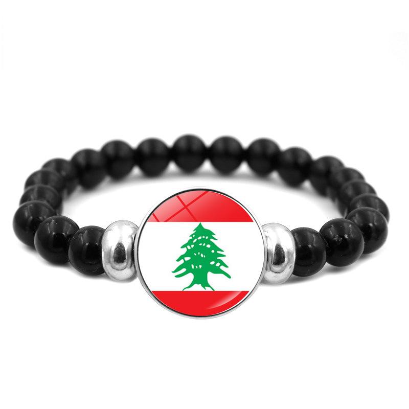 287 Countries National Flag Snap Button Elastic Band Beads Country Flag Independence Day Bead Jewelry Beaded Bracelet