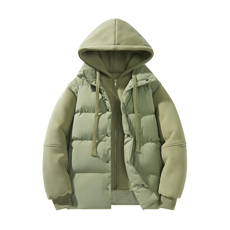 Fake Two-piece Cotton Jacket Men's Models Winter Loose Thickened Cotton Jacket Loose High-end Design Sense of Leisure Hooded Cotton Coat