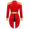 Womens Circus Ringmaster Halloween Cosplay Bodysuit Fringe Epaulette Bow Long Sleeve Velvet Jumpsuit