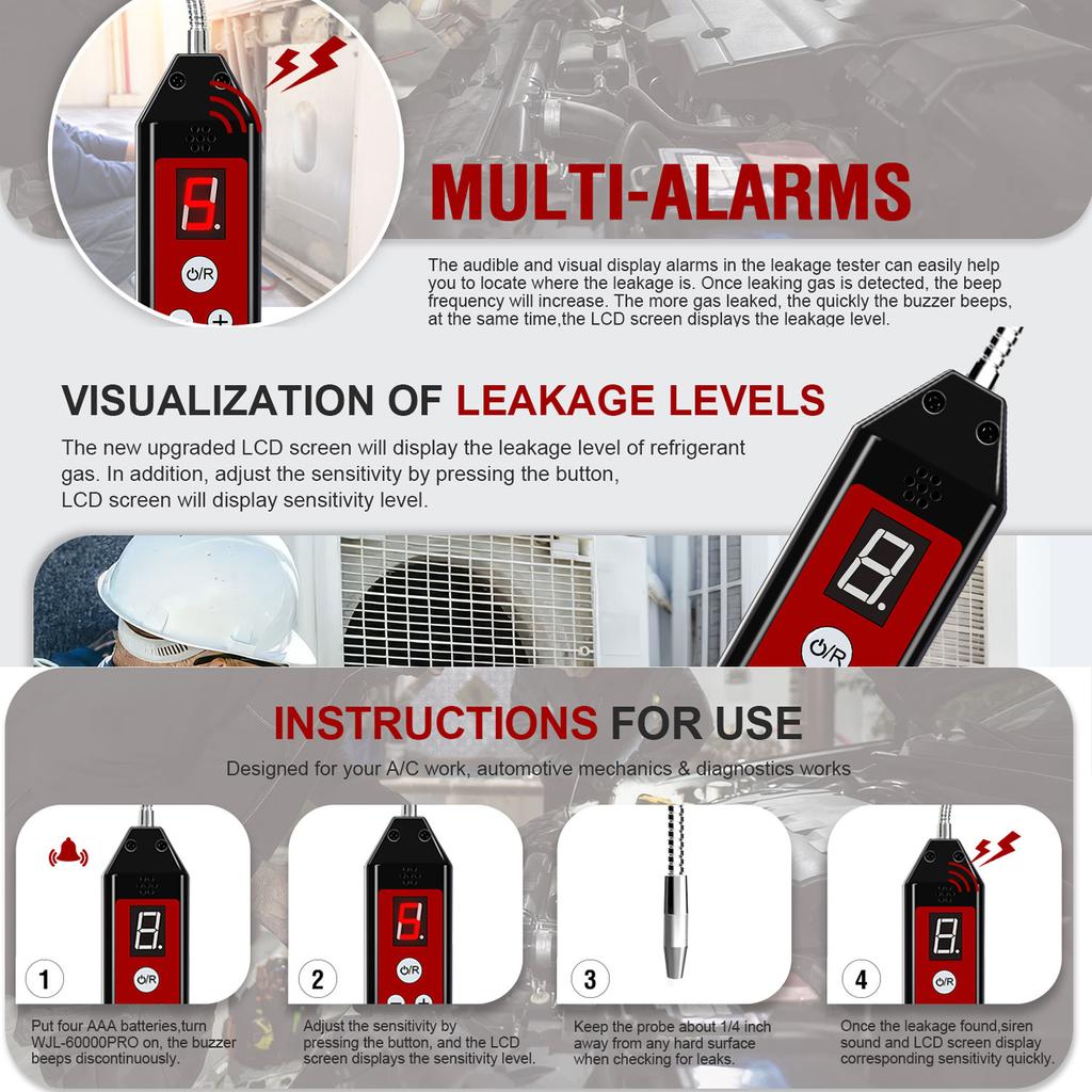 Детектор утечек фреон CFC HFC галогенный газ хладагент воздушный монитор кондиционирование R22a R134a газовый счетчик автоматическое охлаждение