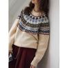 Зимний свитер Nordic Light Retro с рукавами реглан Fair Isle для женщин 2024 года