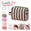 Striped Cosmetic Bag Large Capacity Travel Pouch Multipurpose Toiletry Pouch  Bathroom
