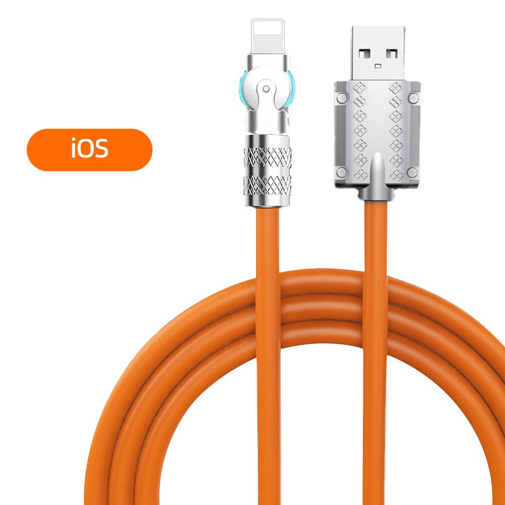 FONKEN Вращающийся на 180° 120 Вт, 6 А, сверхбыстрый зарядный кабель, жидкий силикон, мобильный игровой USB-кабель типа C, угловой кабель для зарядки для Xiaomi, Huawei, Android