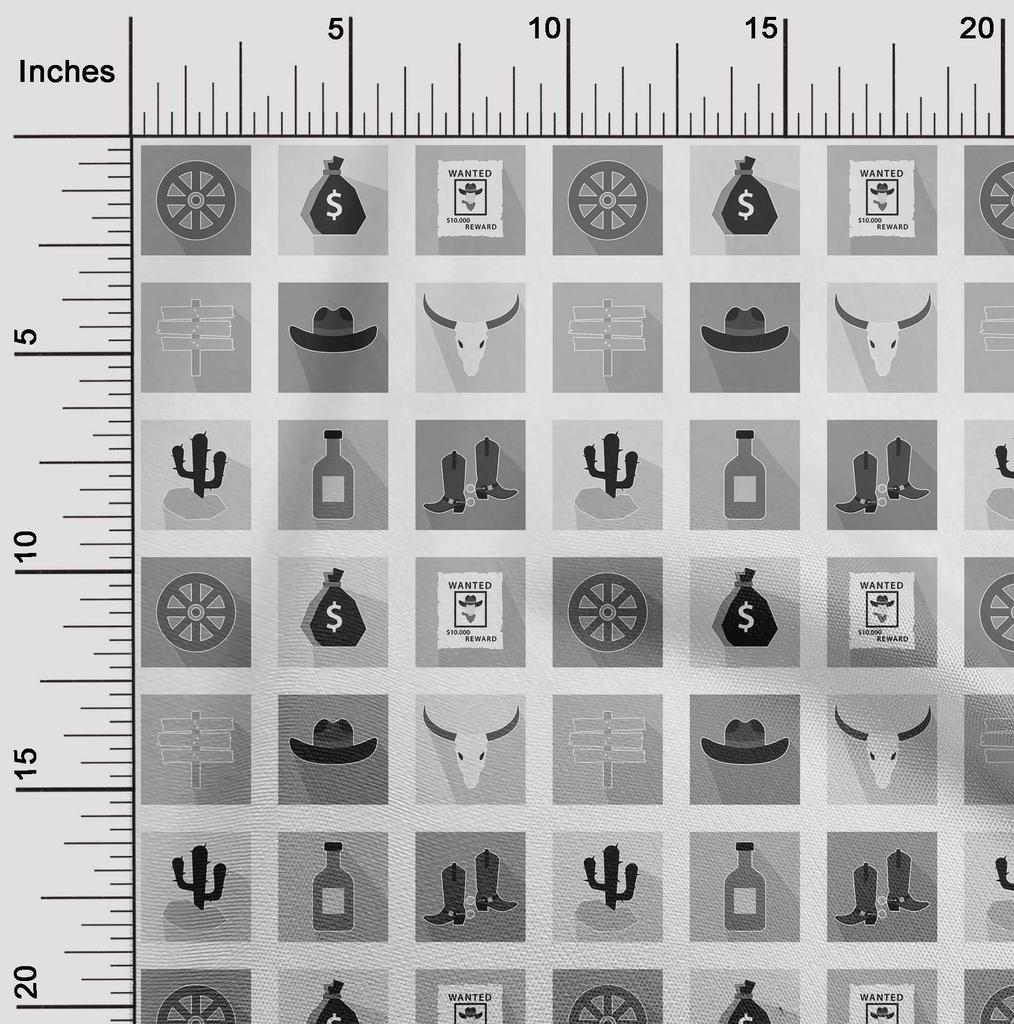 oneOone Cotton Poplin Gray Fabric Cowboy Quilting Supplies Print Sewing Fabric By The Yard 42 Inch