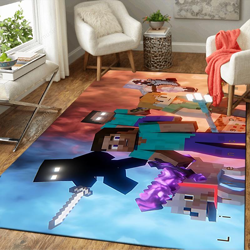 1Pc Minecraft Sunset Adventure Rug, Office Carpet Indoor Outdoor Doormat, Non-Slip, Comfortable, Living, Christmas Halloween, Xmas Gift Y1281