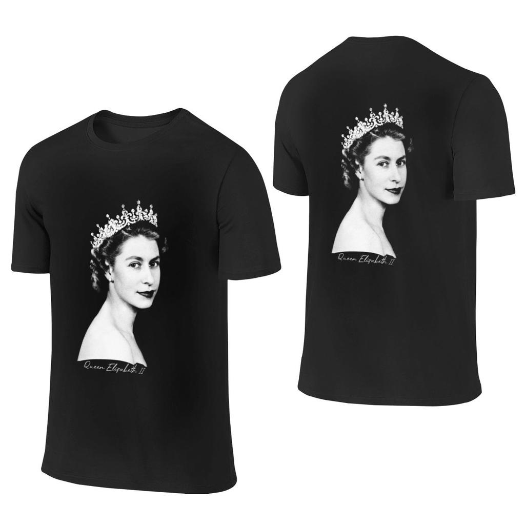 Queen Elizabeth Ii Retro Couple Style Reversible Tshirtamerican Retro Easy To Clean Tees